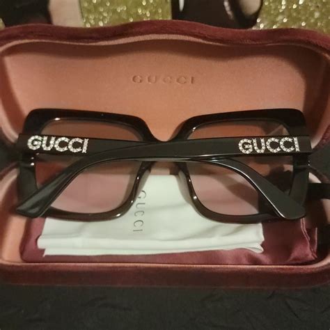 gucci rhinstone stud plastic optical glasses|More.